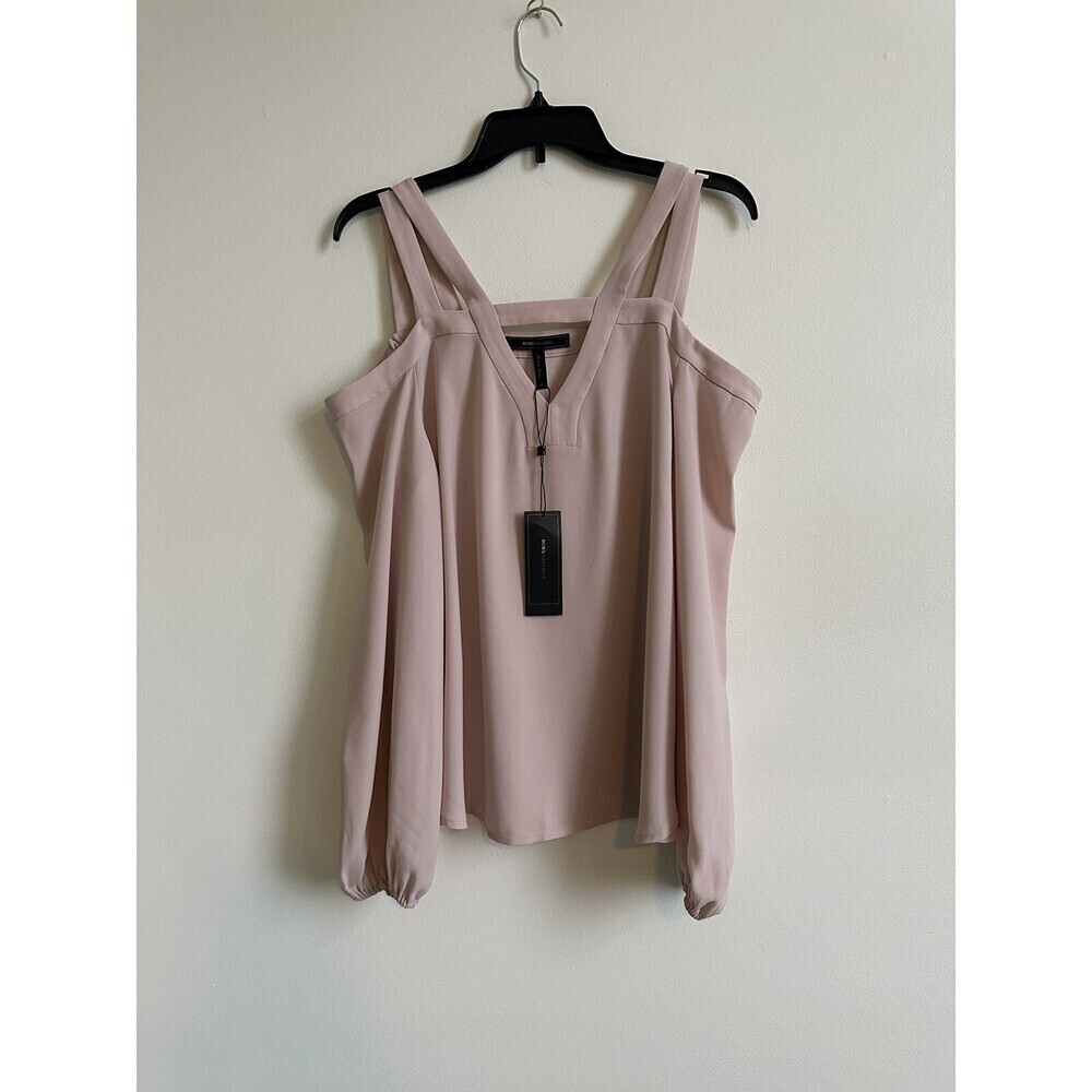 BCBGMAXAZRIA Tina Cold Shoulder Cutout Blouse In Bare Pink Size M $244